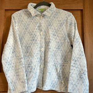 Women's Blue and White Tweed Blazer